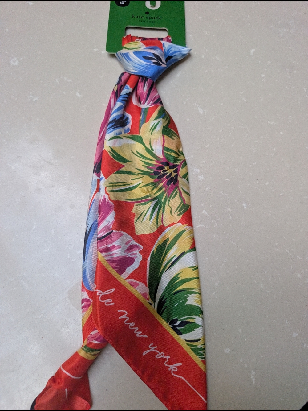 Kate Spade Painted Tulips Silk Square Scarf - Picture 5 of 8